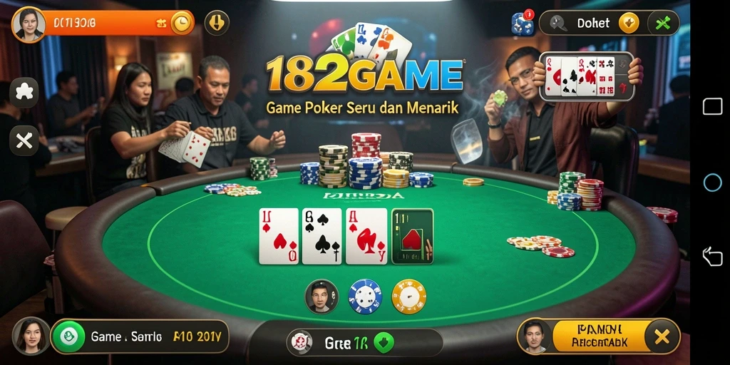 Tampilan gameplay seru dalam permainan Poker di 182GAME.