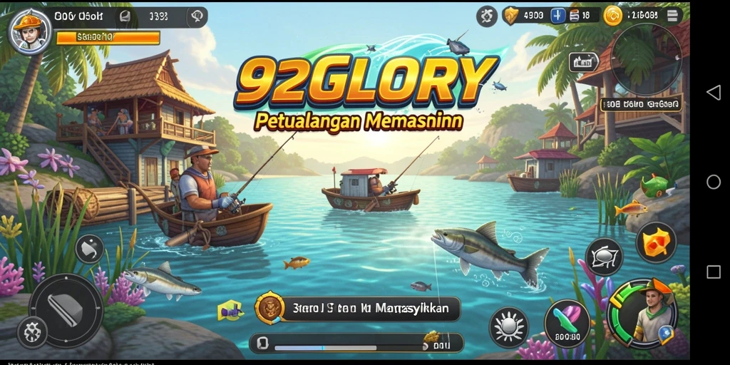 Screenshot gameplay 92GLORY menampilkan suasana memancing yang menenangkan dan grafis yang memukau.