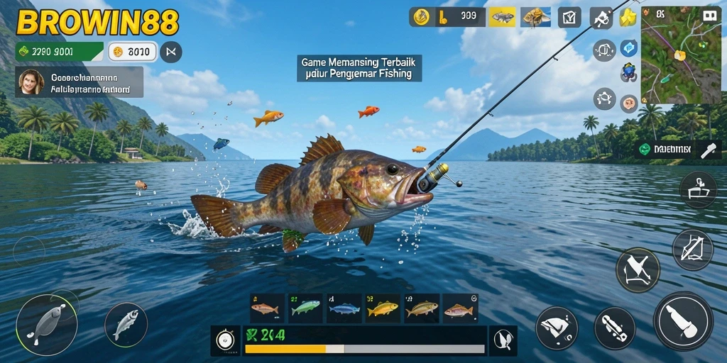 Gameplay <strong>BROWIN88</strong> yang seru dengan berbagai ikan dan lokasi yang menarik.