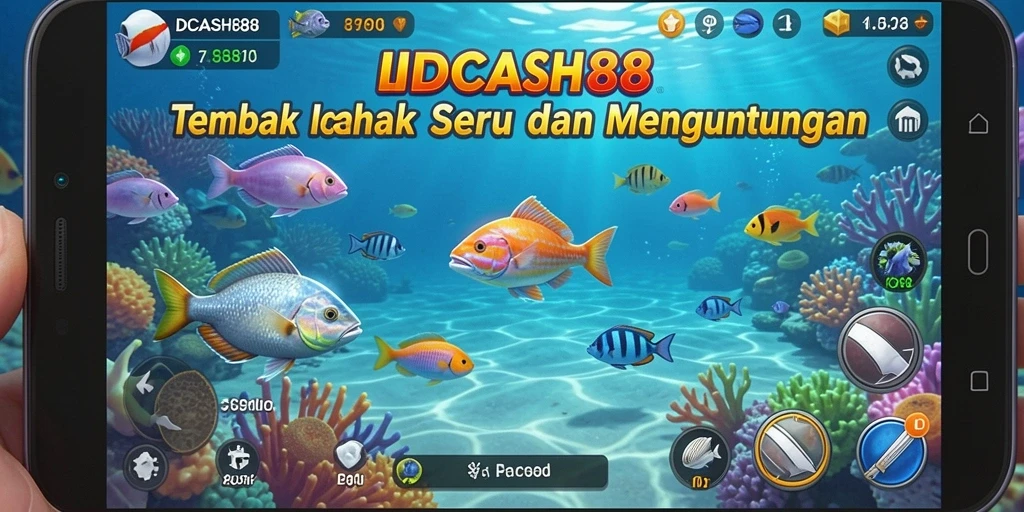 Tangkapan layar utama dari game IDCASH88 yang menunjukkan gameplay Tembak Ikan.