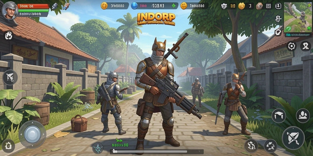 Gameplay INDORP dengan karakter dan lingkungan interaktif.