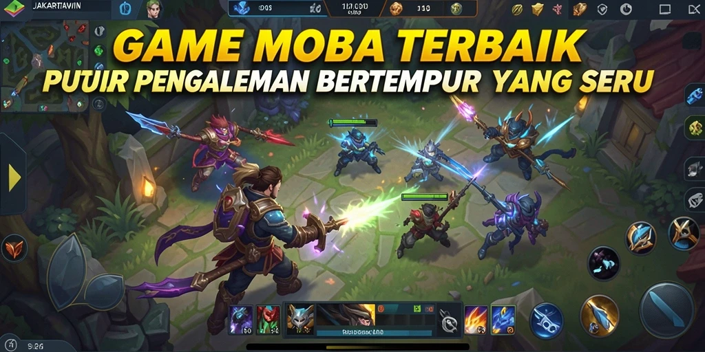 Screenshot JAKARTAWIN yang menunjukkan aksi seru dalam pertarungan MOBA.