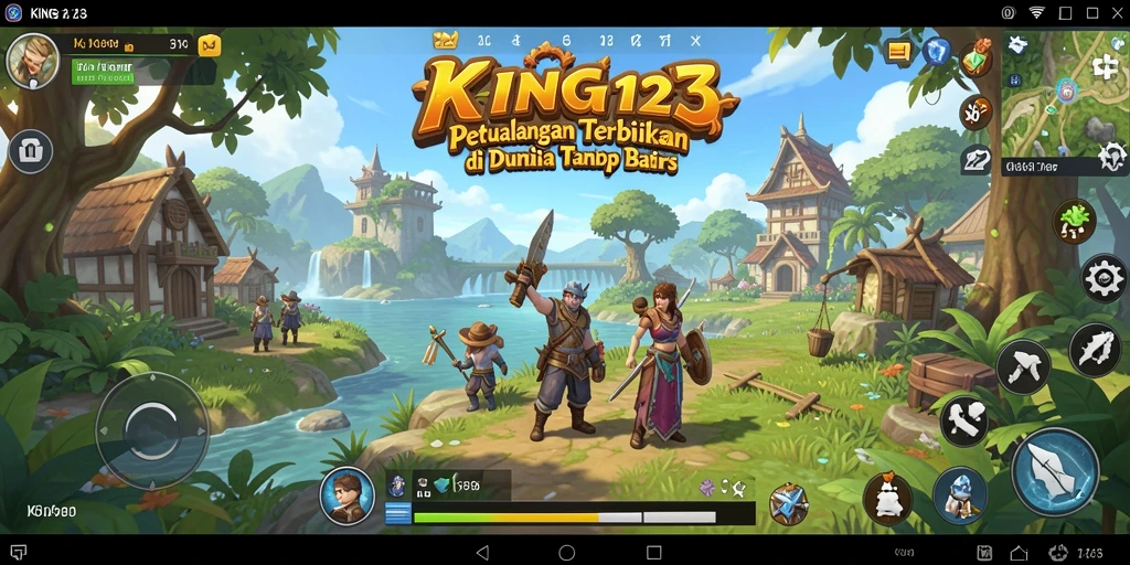 Tampilan gameplay KING123 yang menampilkan eksplorasi dunia yang luas.