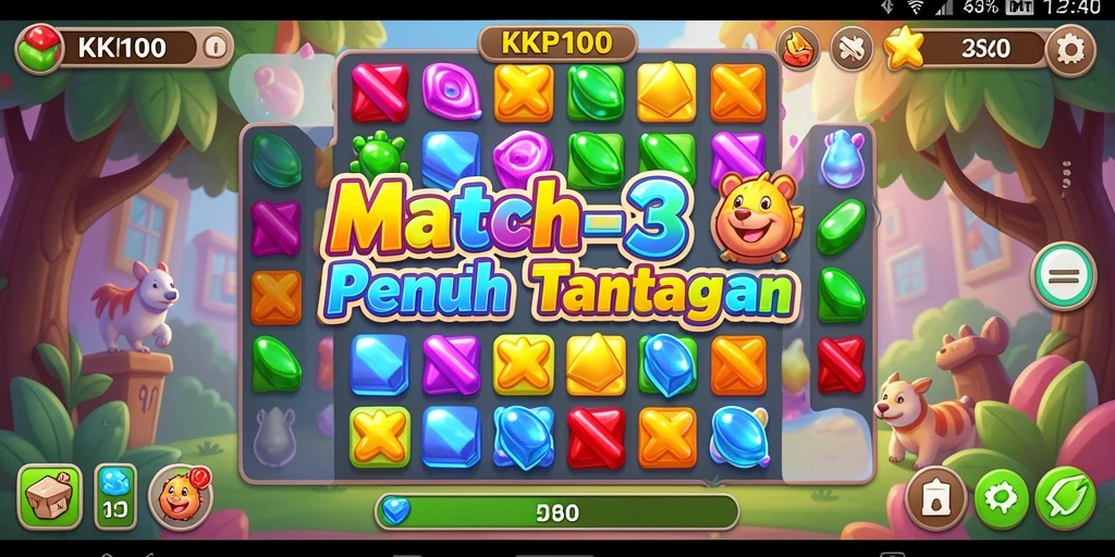 Tampilan gameplay KPK100 dengan tantangan seru Match-3.