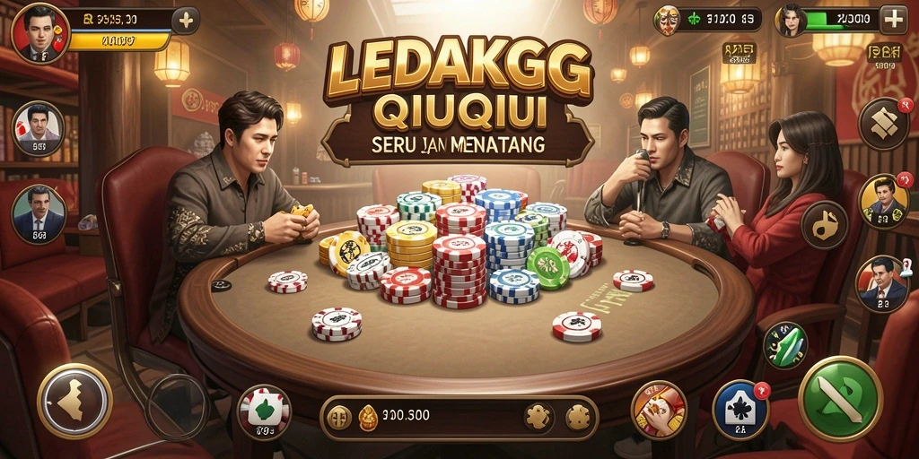 Tampilan gameplay seru di LEDAKGG dengan kartu QiuQiu.