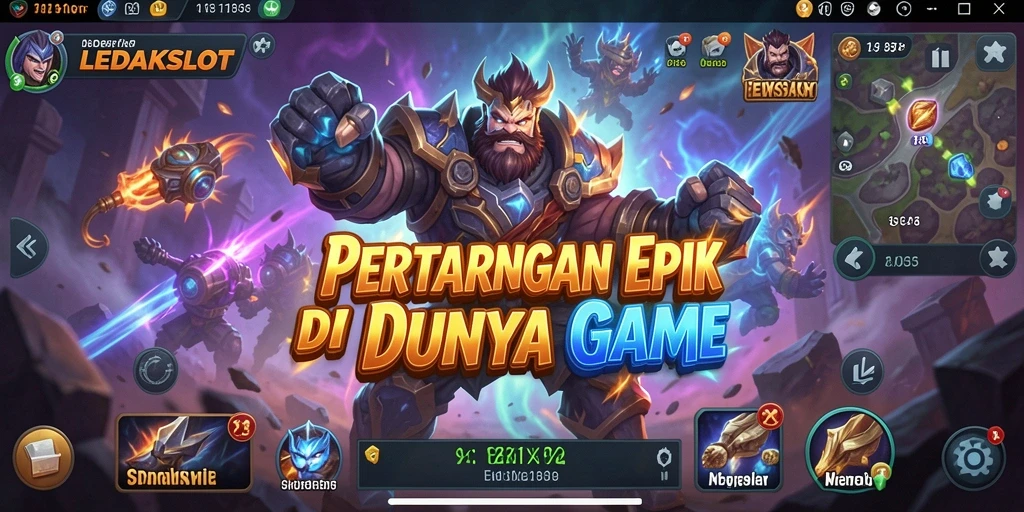 Tampilan gameplay pertarungan seru di LEDAKSLOT.