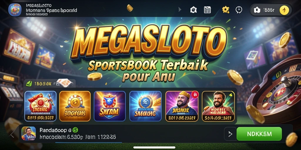 Tampilan dinamis dari gameplay MEGASLOTO di dunia Sportsbook.