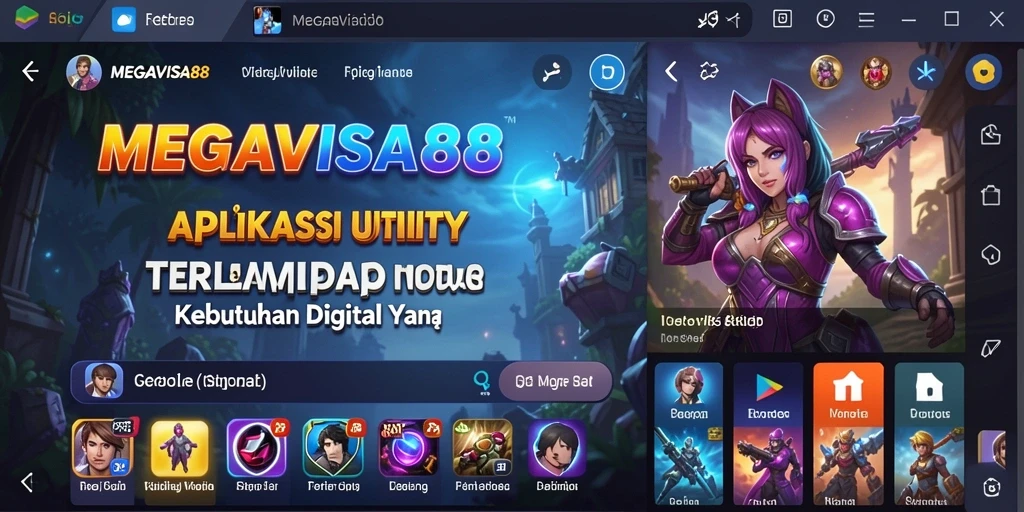 Tampilan antarmuka pengguna aplikasi MEGAVISA88 yang intuitif dan fungsional.