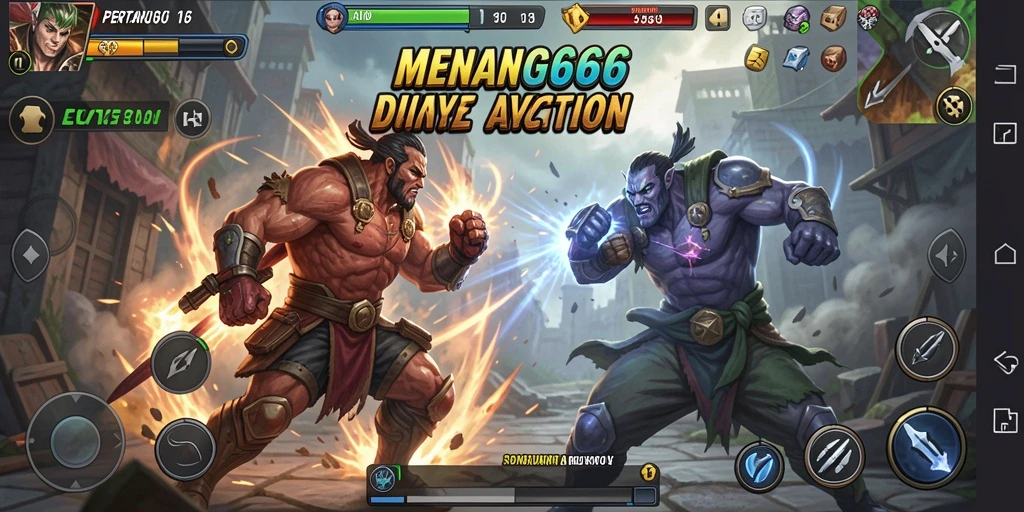 Tampilan gameplay seru MENANG666 dengan aksi pertarungan yang intens.