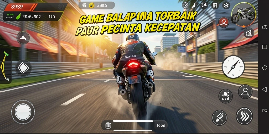 Tampilan seru dari permainan balap motor S9S9 yang mendebarkan.